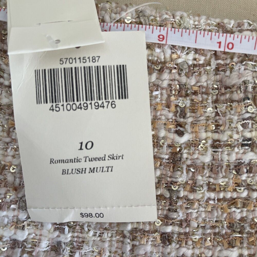 NWT Boston Proper Skirt Blush Pink Gold Metallic Frayed Hem  Glam Preppy sz 10 - Picture 7 of 12
